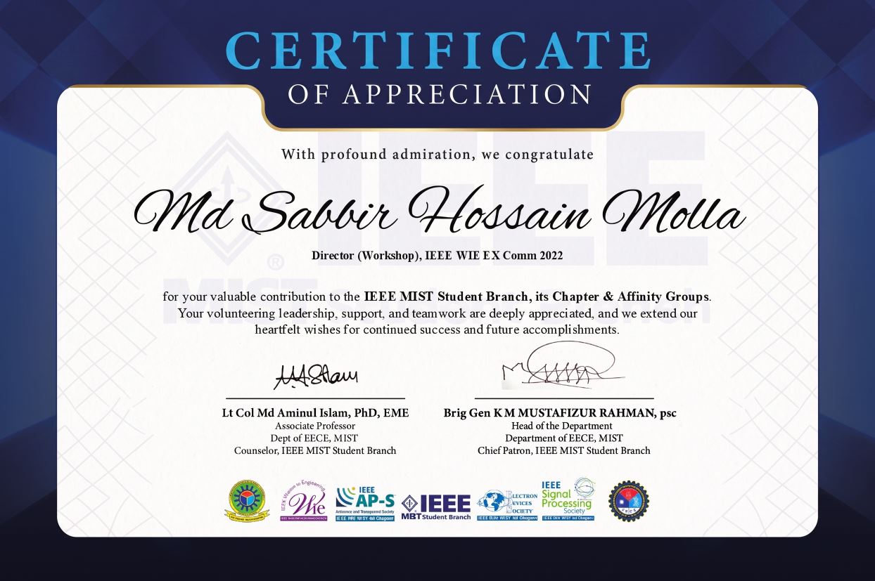 Certificate — IEEE MIST SB